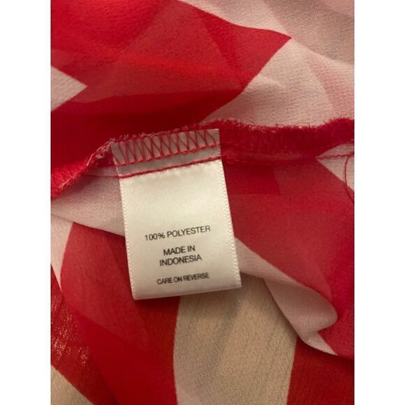 New York & Company, women's white/pink chevron pattern sheer button down size sm - Picture 5 of 7